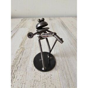 Kalifano frog singer band musical metal art figurine screws bolts unique statue‎
